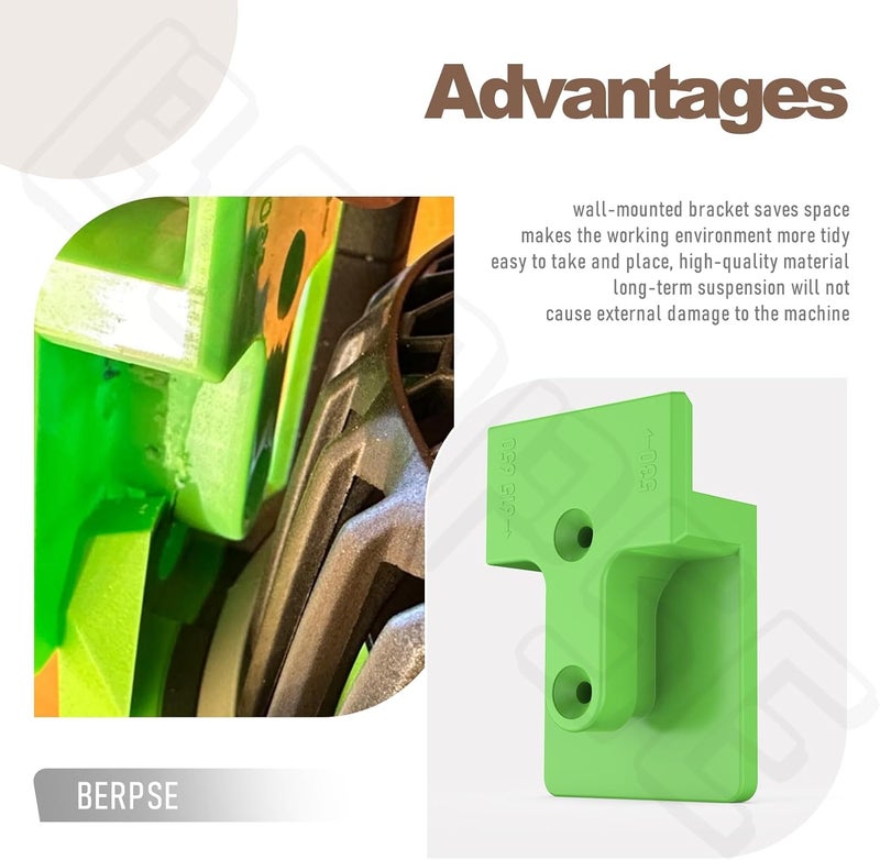 BERPSE Blower Wall Mount/Mounting Bracket for EGO 530CFM 615/650CFM Leaf Blower, Suitable for Two Different Types of Blowers, Does Not Fit 765 CFM Vane Blower Models, W/Screws, Green - Image 5